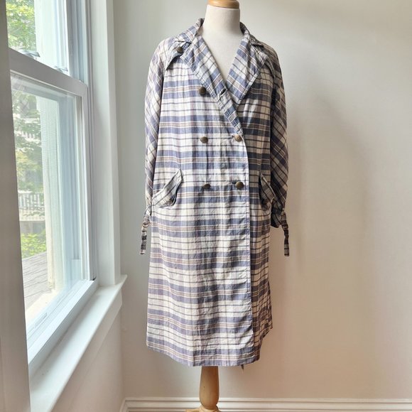 vintage 60s plaid trench coat size med - Picture 9 of 10